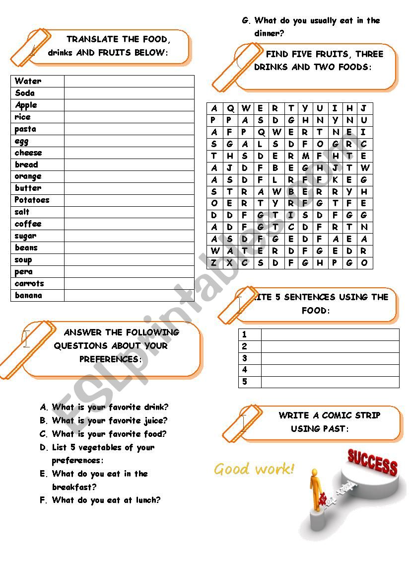 FOOD worksheet