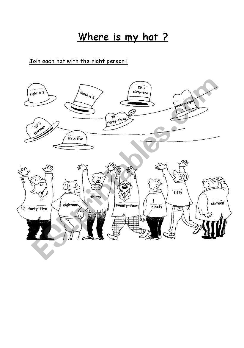 Where is my hat ? worksheet