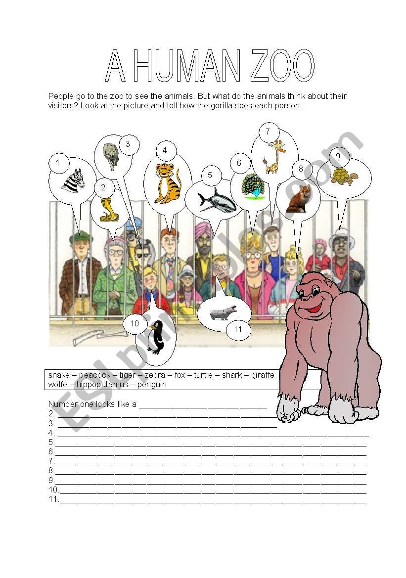 THE HUMAN ZOO worksheet