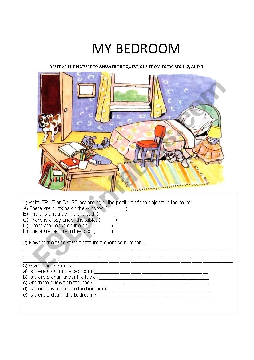 Bedroom and prepositions of place