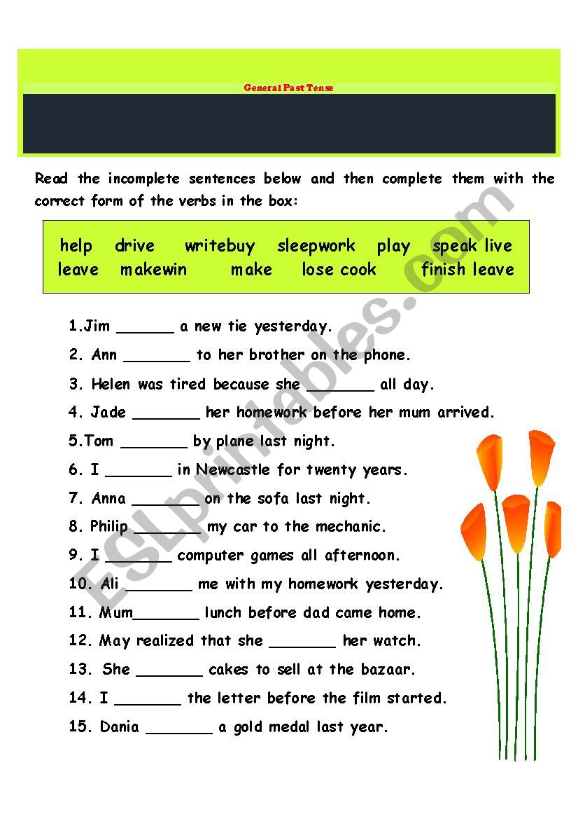 Past Form Exercises worksheet