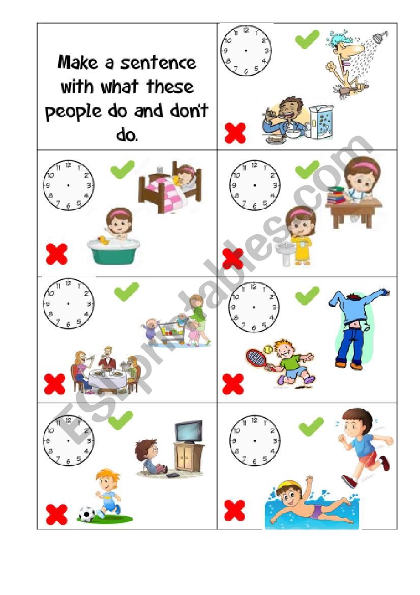 Simple present talking cards worksheet