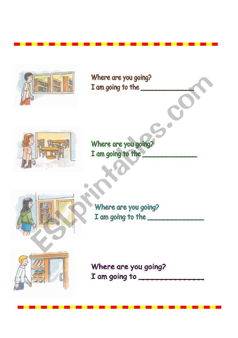 whre are you going worksheet