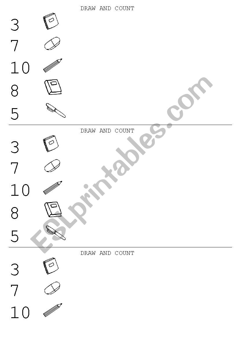 School objects worksheet