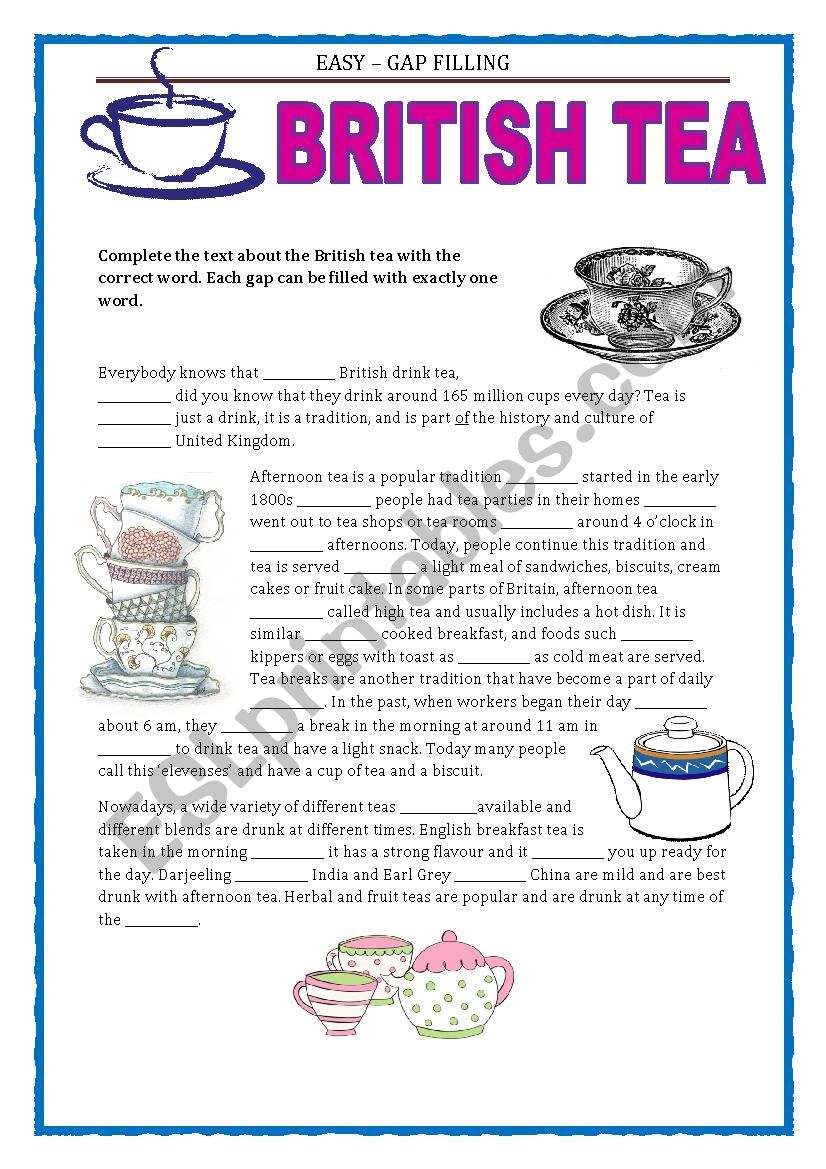 GAP FILLING - TEATIME  worksheet