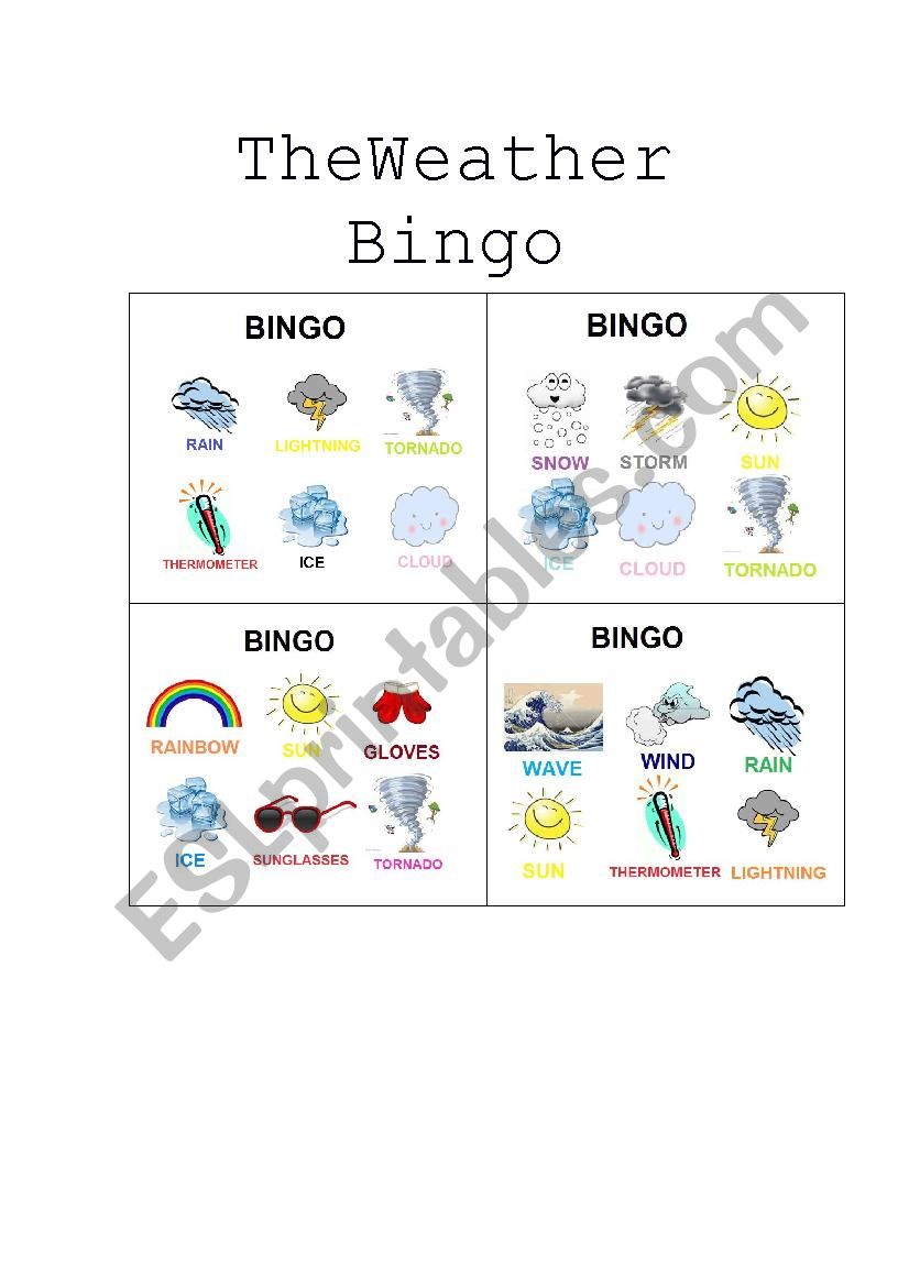 Weather Bingo worksheet