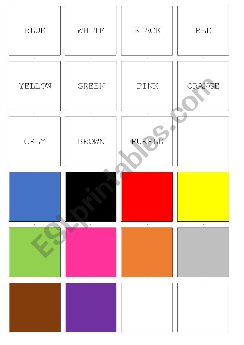 MATCHING GAME - COLORS worksheet