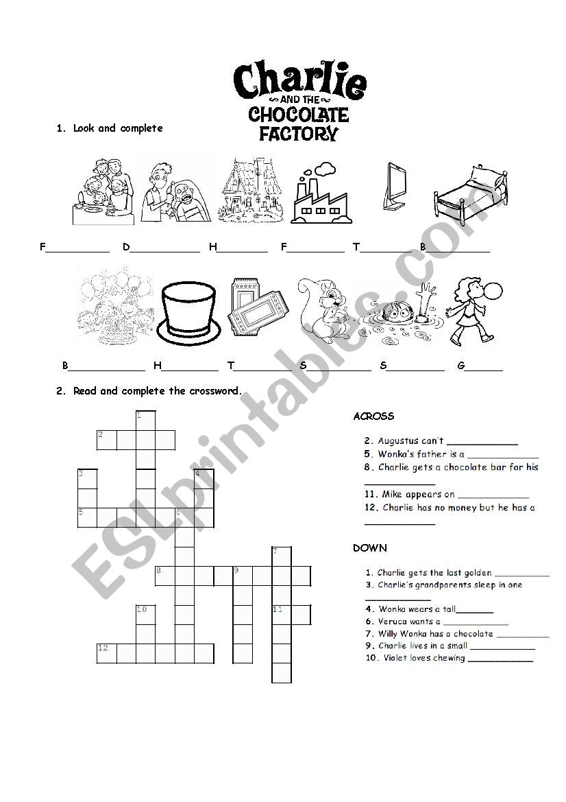 Crossword: Charlie and the Chocolate Factory