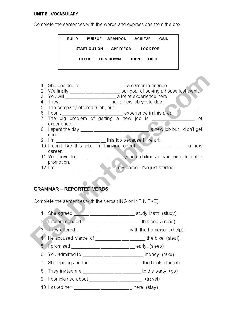 FCE EXERCISES worksheet