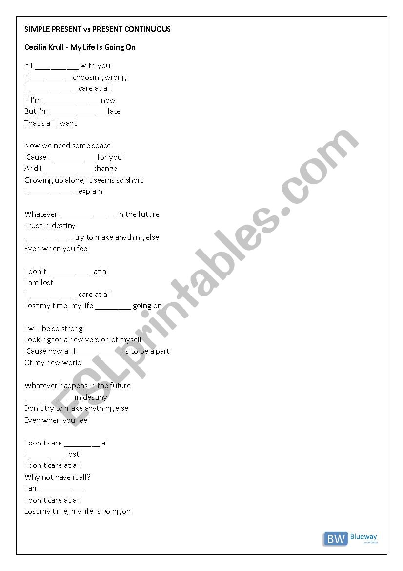 Simple Present vs Present Continuous song