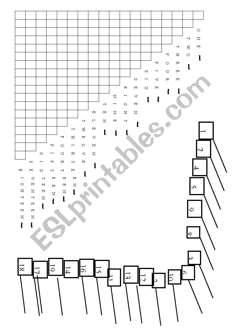 Numbers from 1 to 20 worksheet