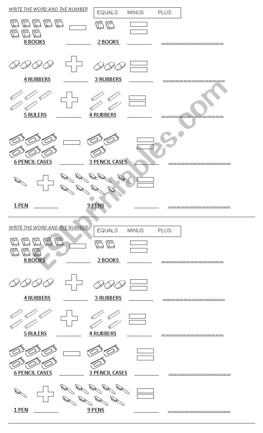 Calculations worksheet