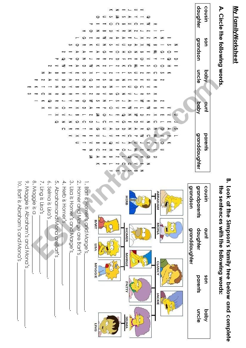 Family Tree worksheet