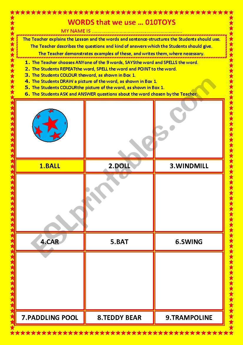 COLOURING, Vocabulary, 009 ... TOYS