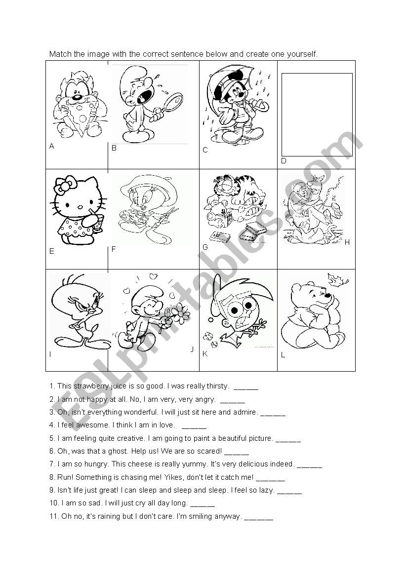 Cartoons acting out! worksheet