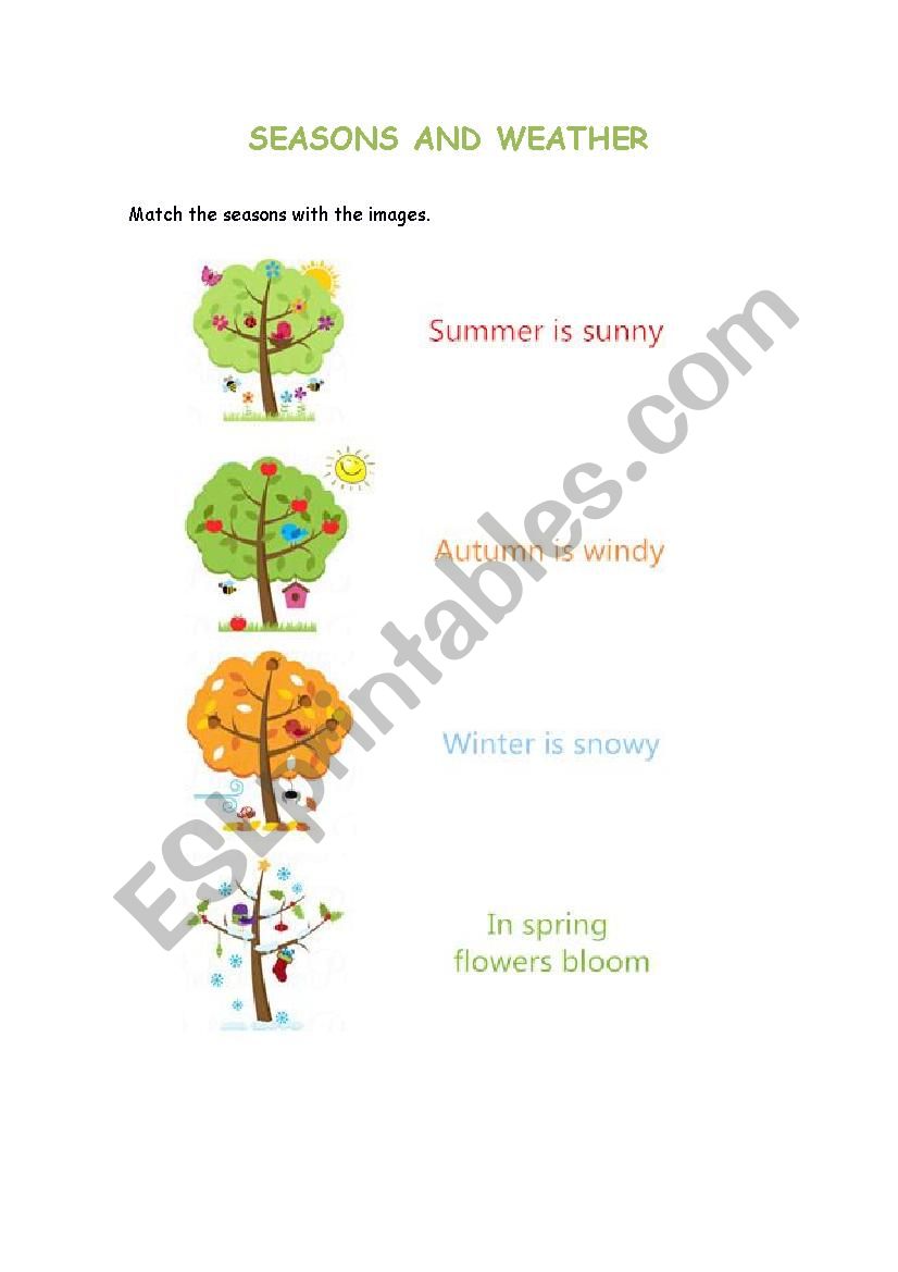 Seasons and weather worksheet