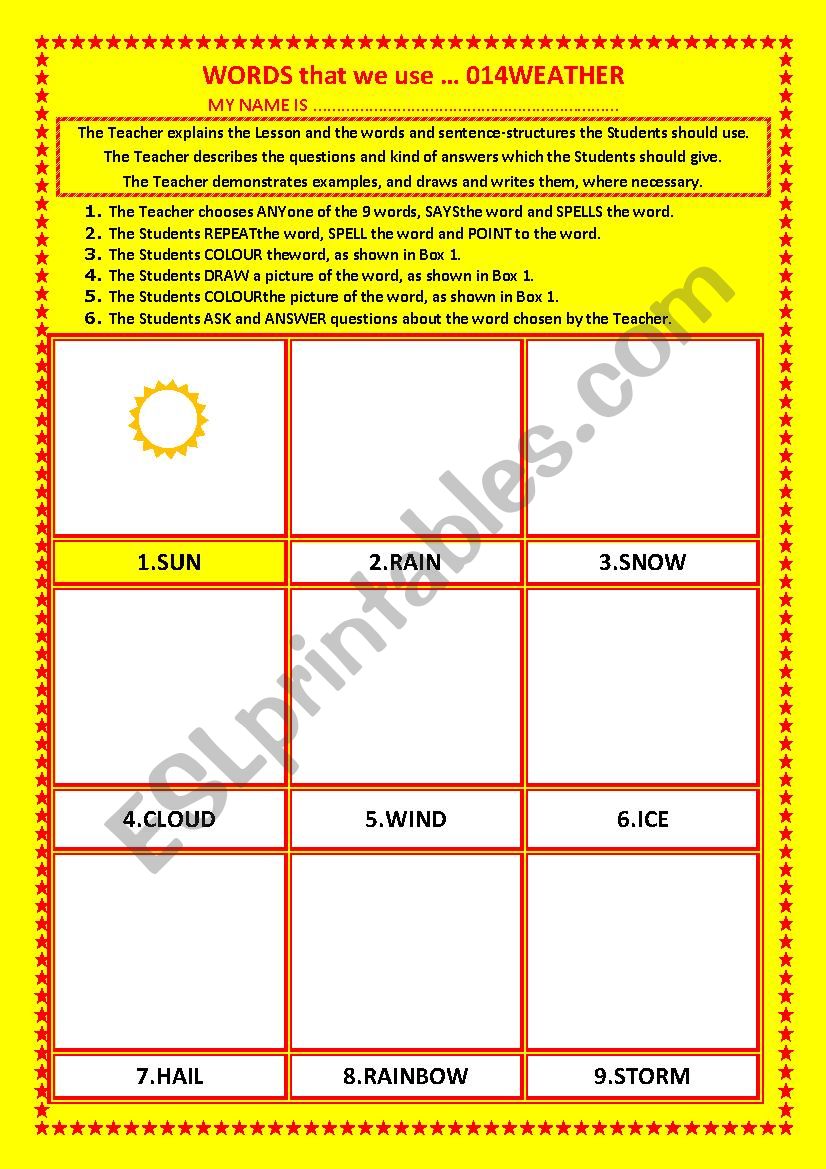 COLOURING, Vocabulary, 014 ... WEATHER