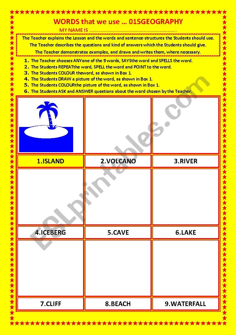 COLOURING, Vocabulary, 015 ... GEOGRAPHY