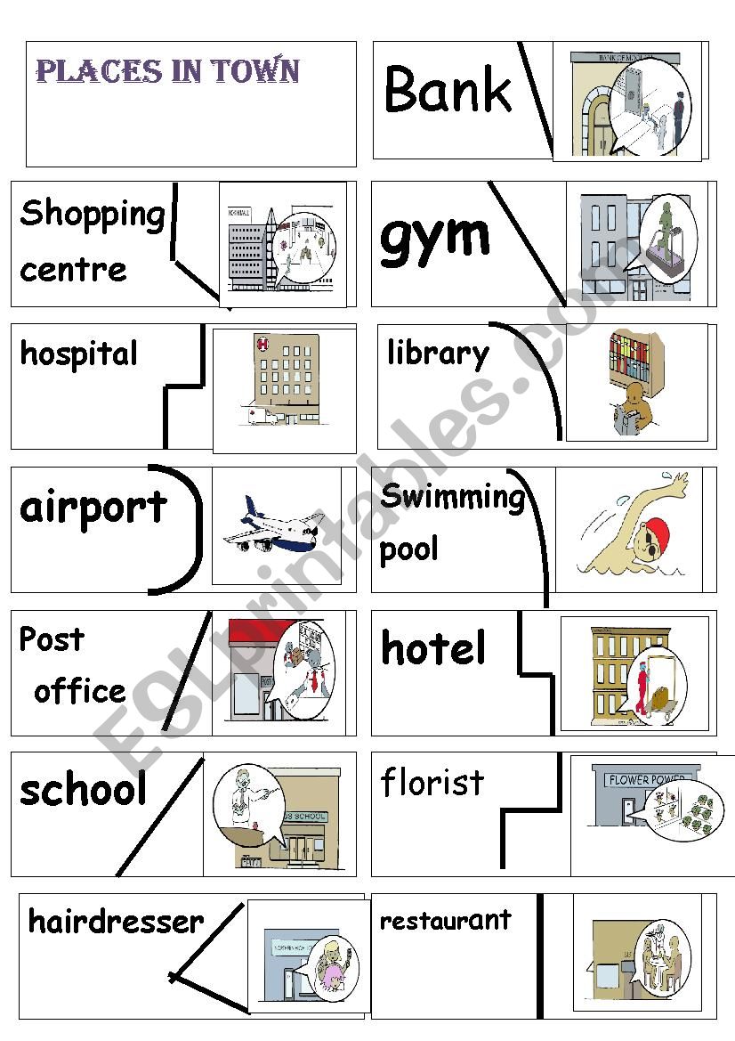 places in town  puzzle  worksheet
