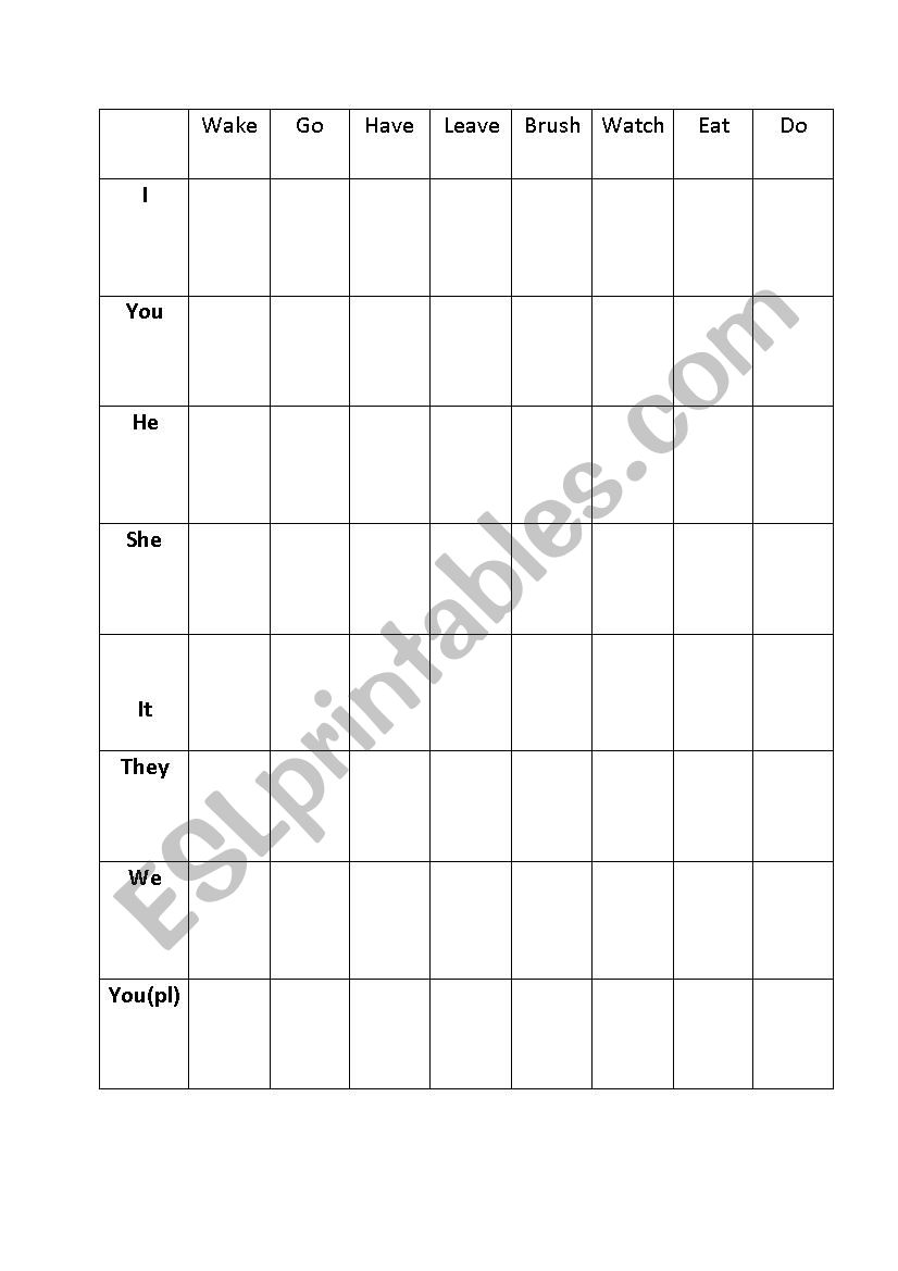 Daily routine worksheet