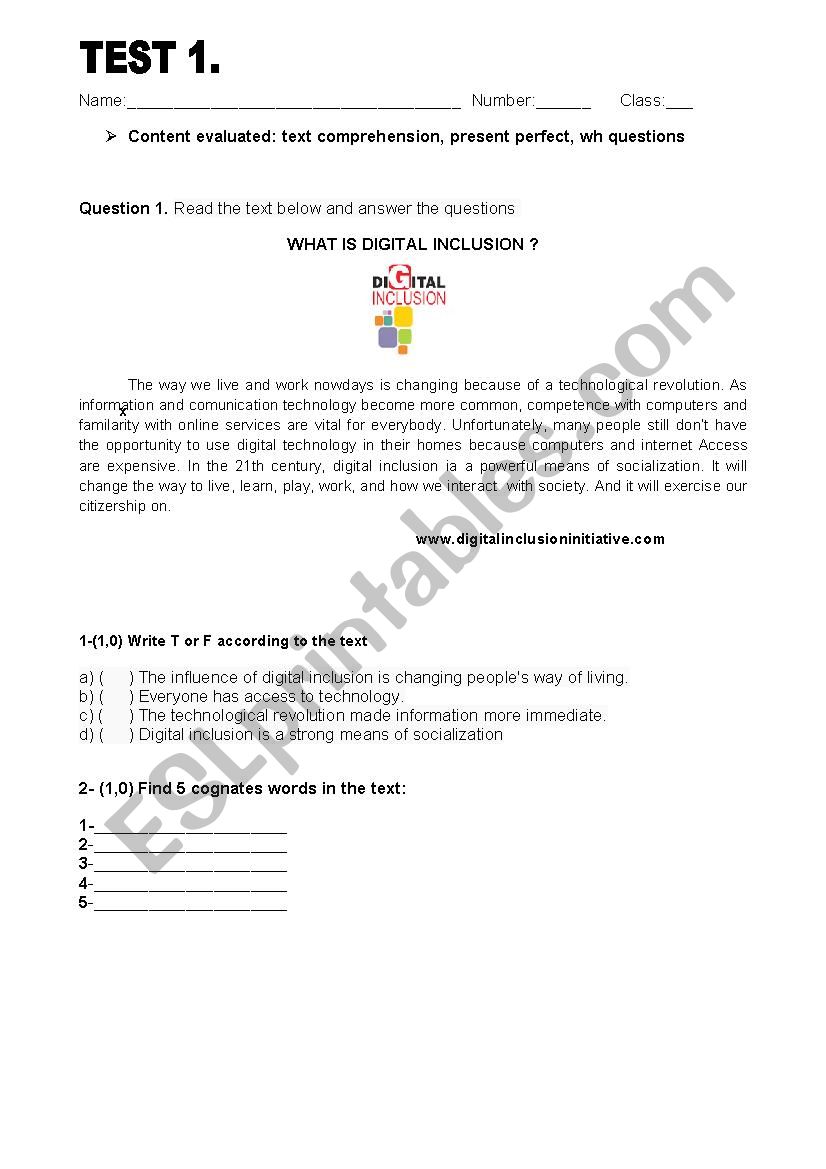 test 1 worksheet