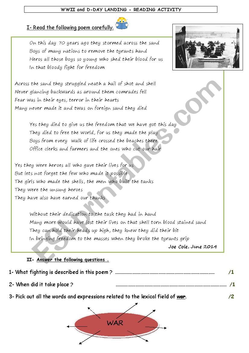 WWII and D-DAY worksheet