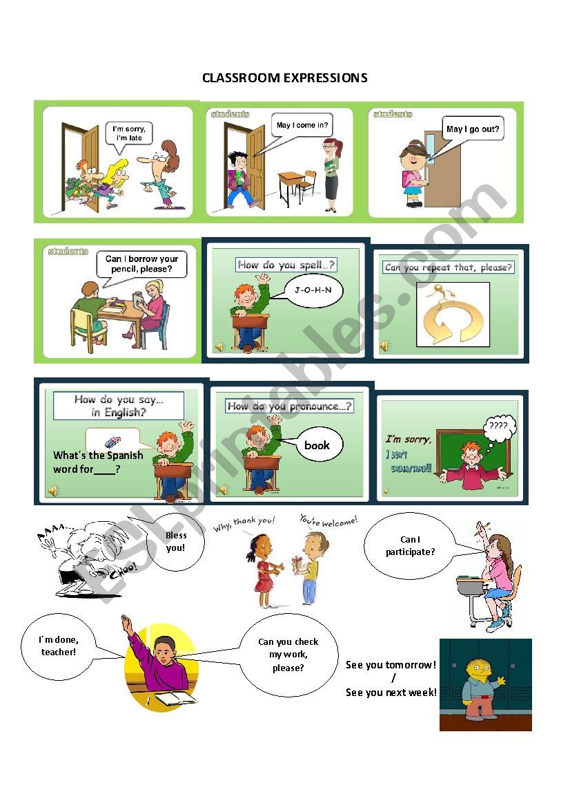 CLASSROOM EXPRESSIONS worksheet