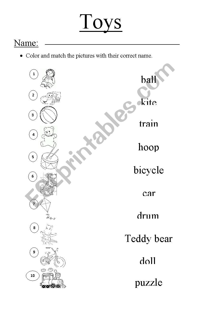 toys worksheet