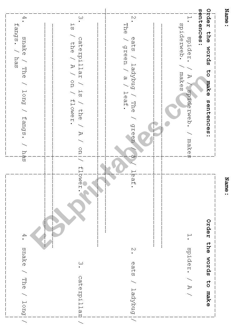 Sentence Formation worksheet