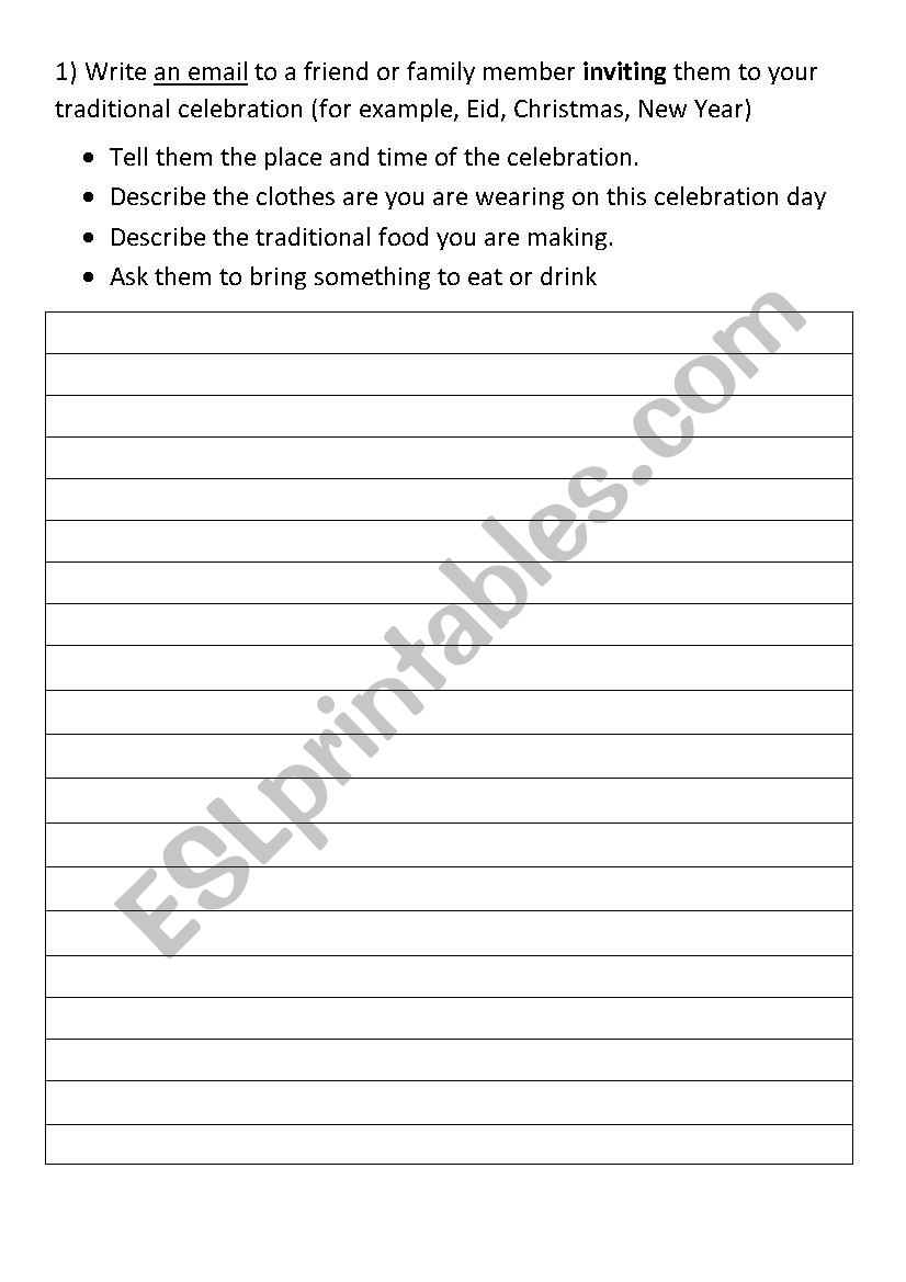Esol E2 Writing Prep worksheet