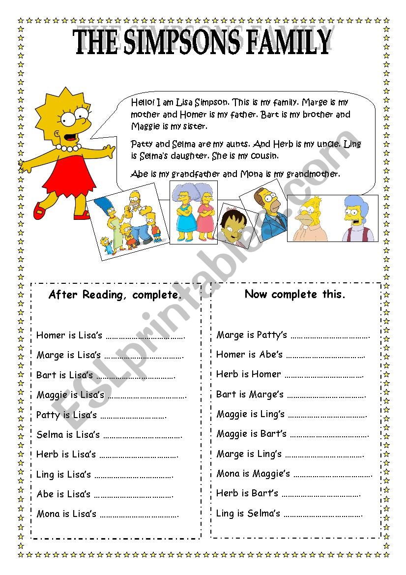 The Simpsons worksheet