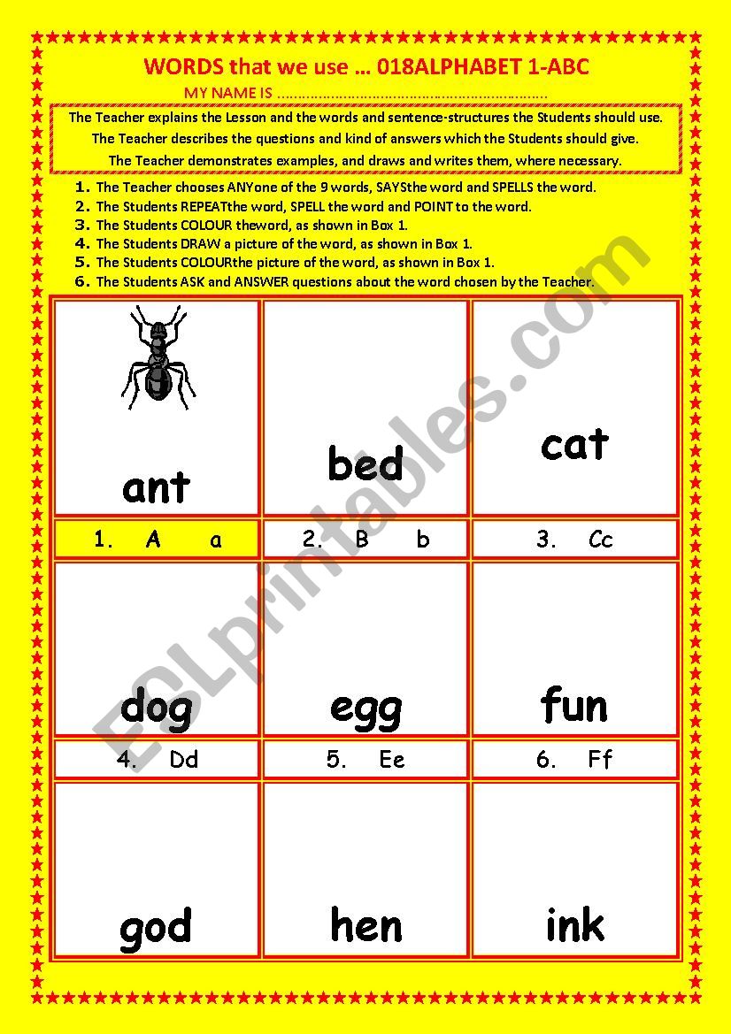 COLOURING, Vocabulary, 018 ... ALPHABET 1-ABC