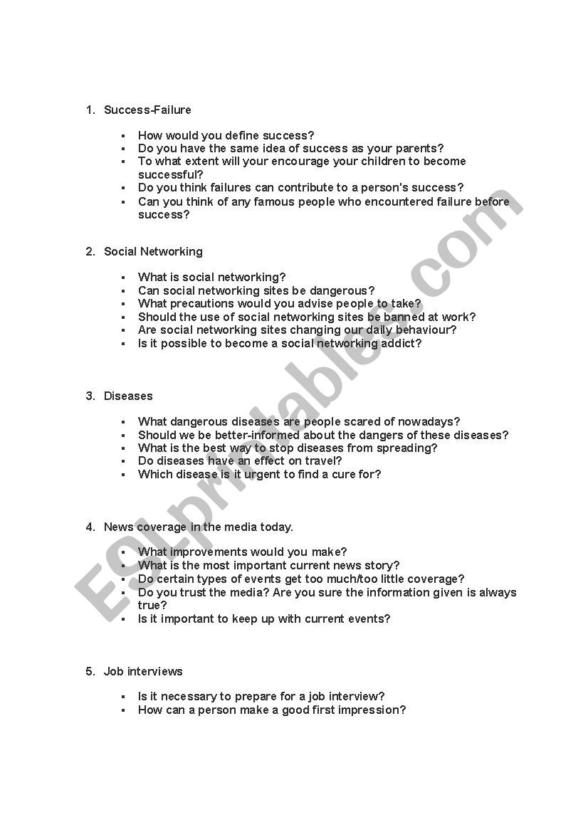 Interesting questions  worksheet