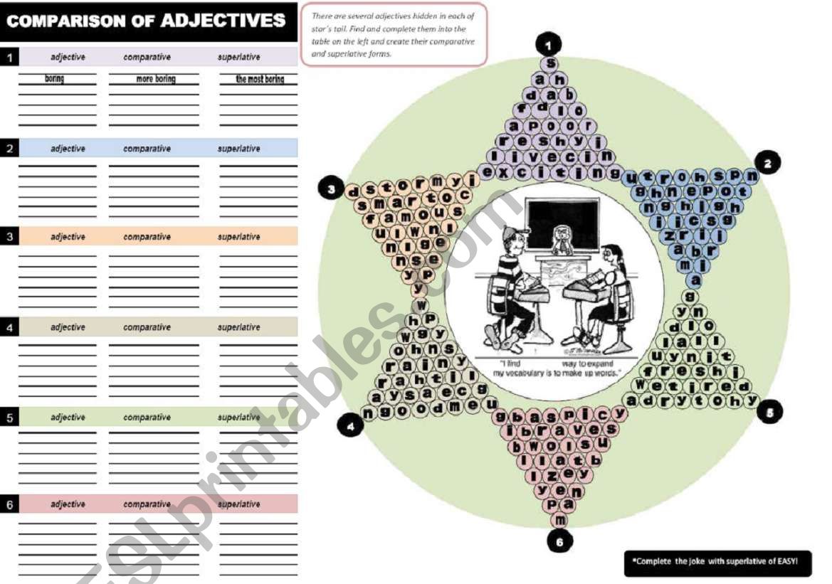 Comparison of adjectives worksheet