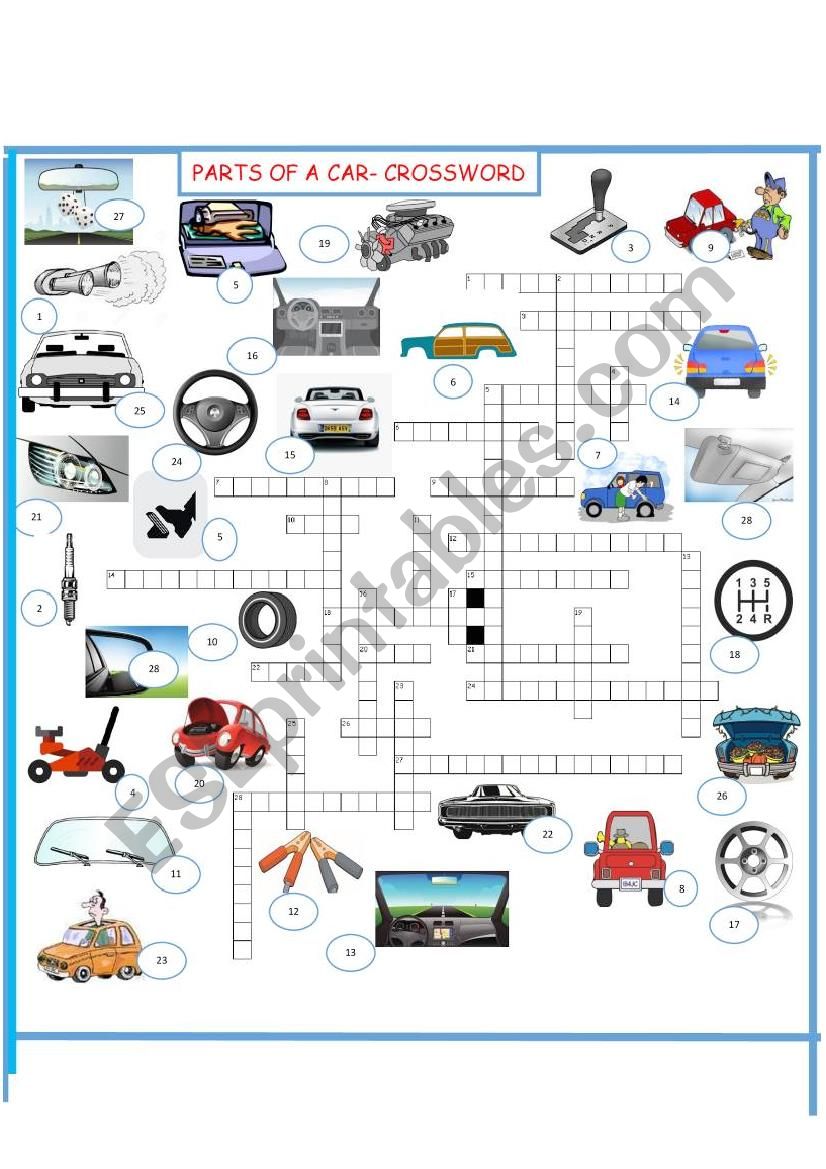 PARTS OF A CAR     CROSSWORD SET 3 OF 3