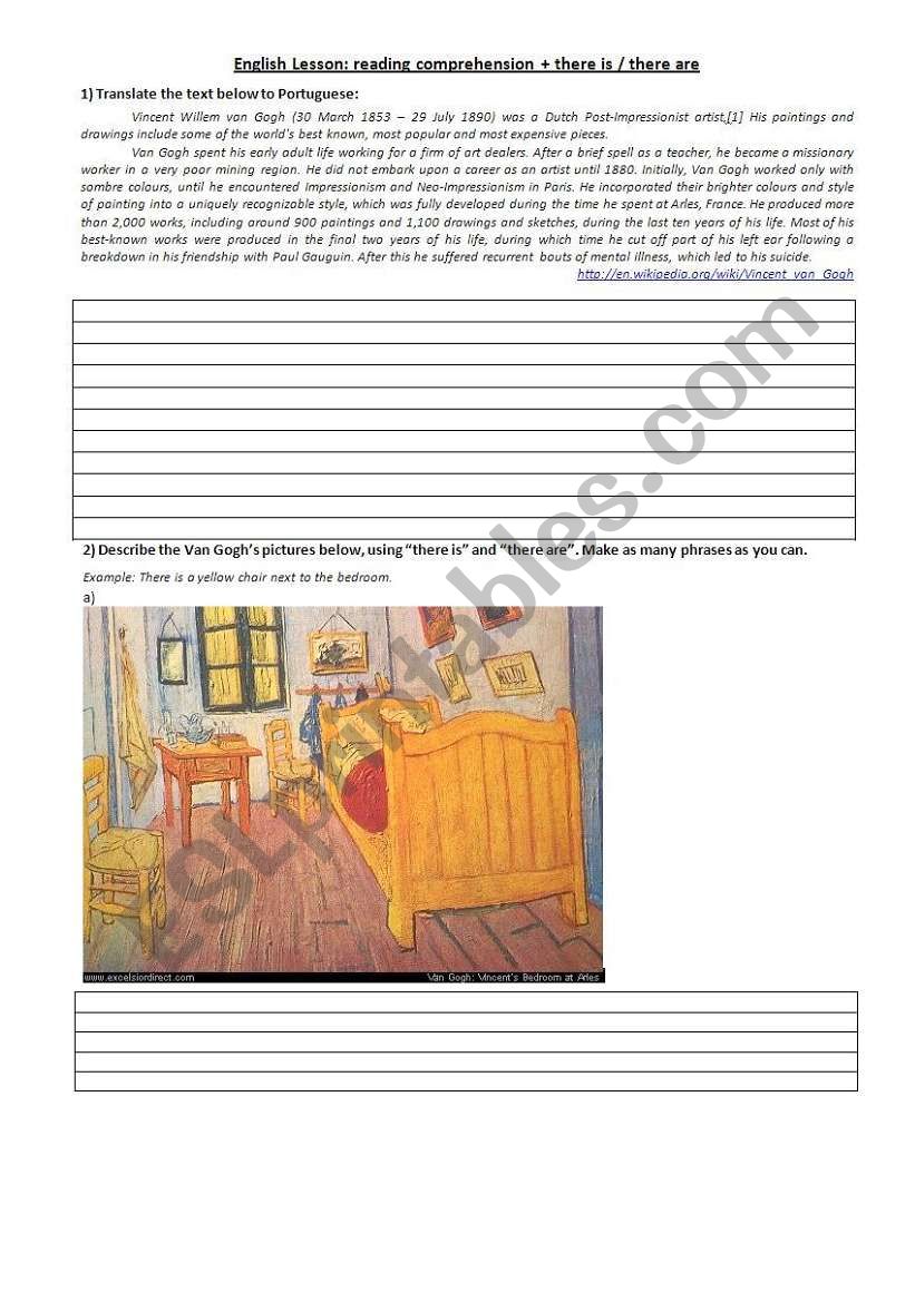 Van Goghâ€™s life and some paintings