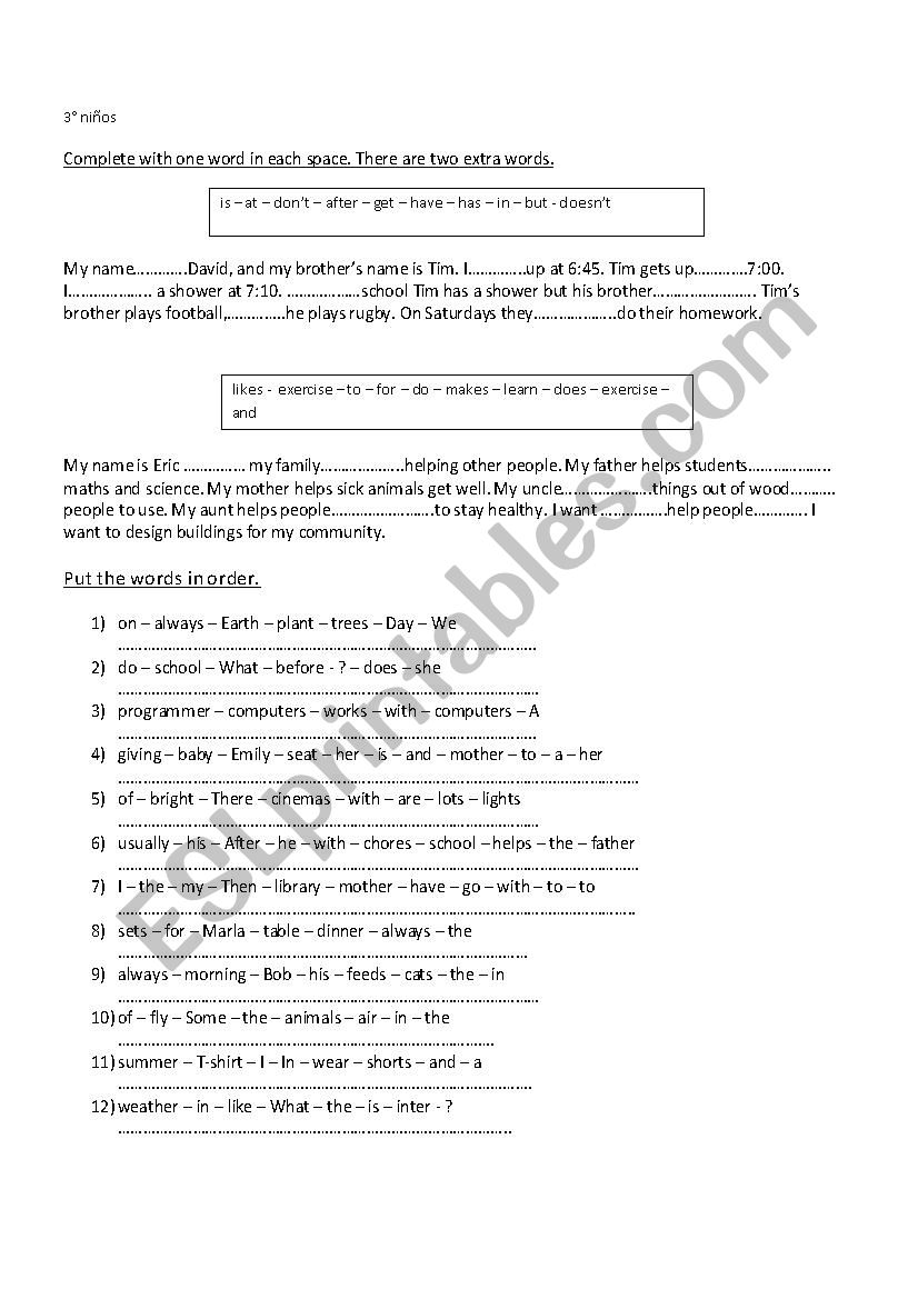 Lets practice present simple worksheet