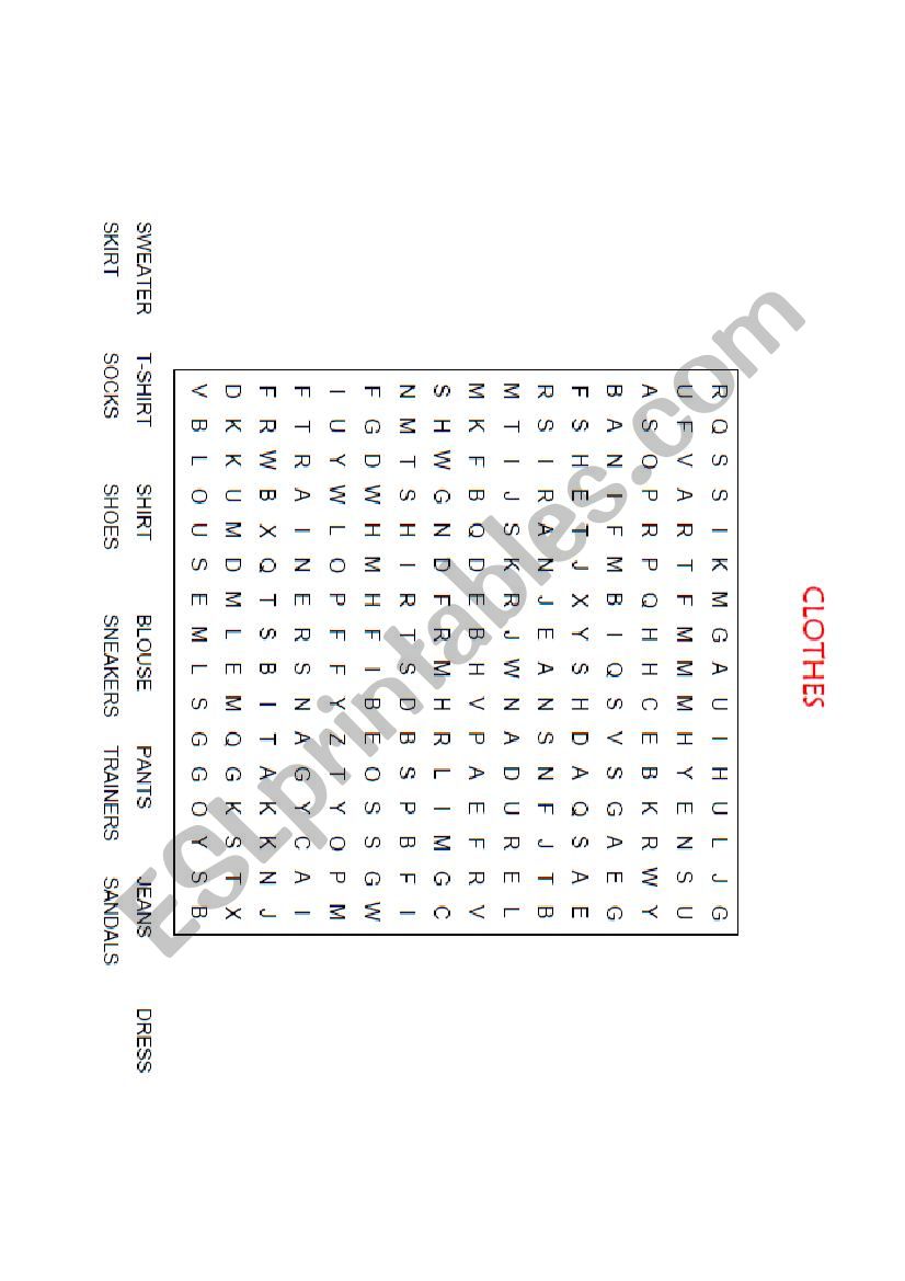 Clothes  worksheet