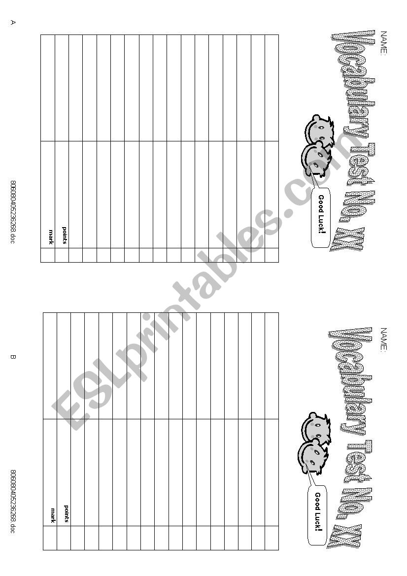 Vocabulary Test - 15 Words (Upgrade)