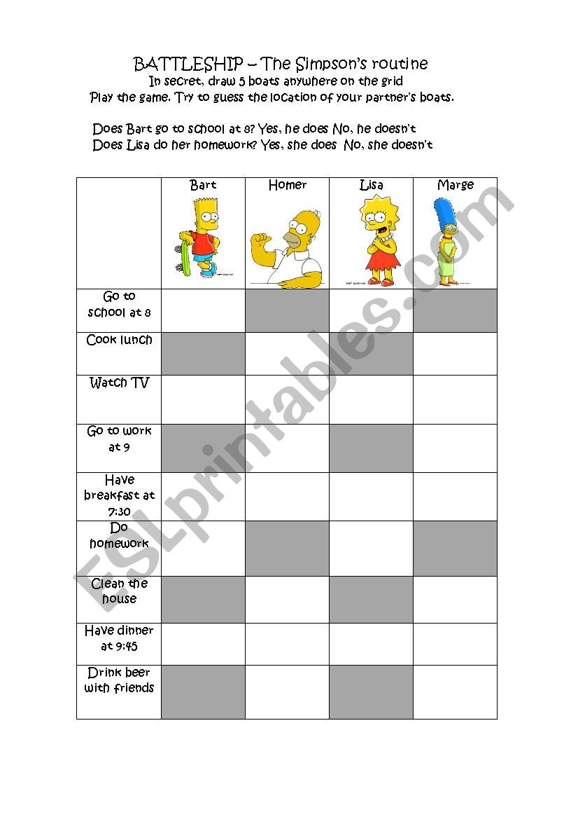 BATTLESHIP  The Simpsons routine