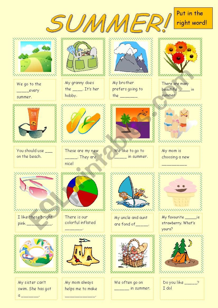 Summer-words worksheet