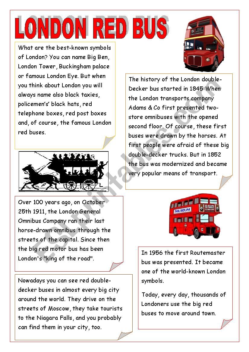 London Red Bus worksheet