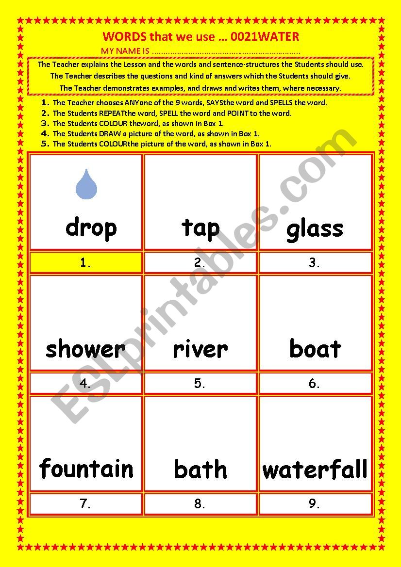 COLOURING, Vocabulary, 021 ... WATER