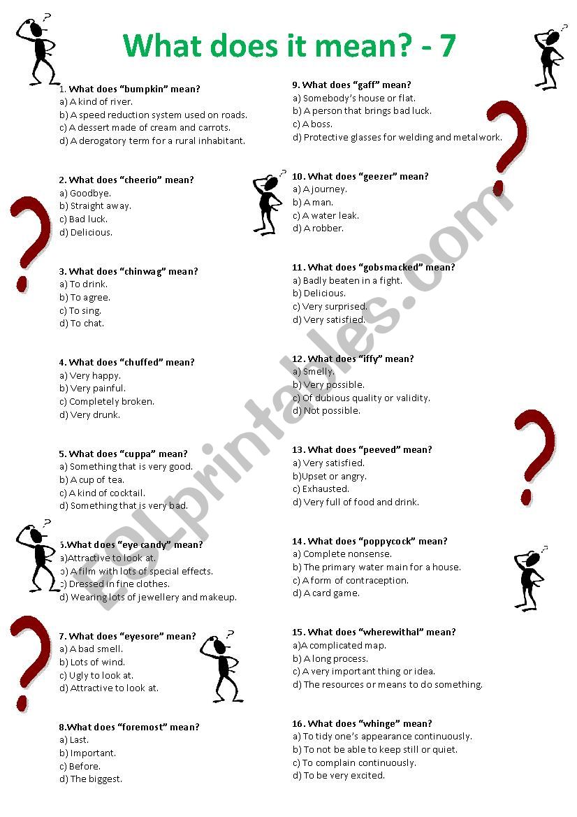 What does it mean7 worksheet