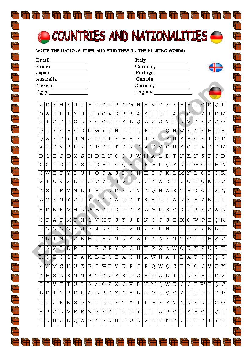 Nationality worksheet