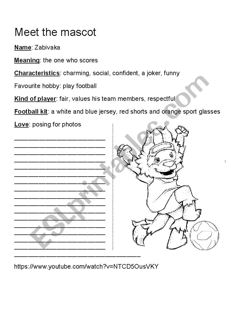 Meet the mascot writing activity