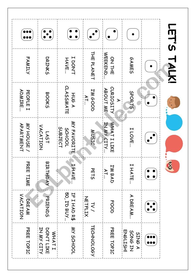 LETS TALK - ICE BREAKER worksheet