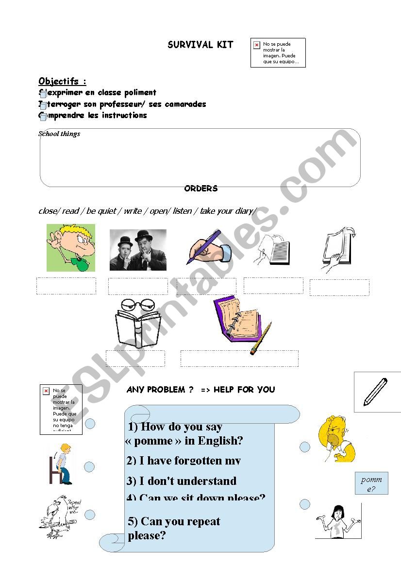 survival kit worksheet