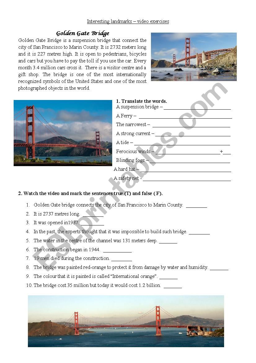 Golden Gate Bridge video exercise