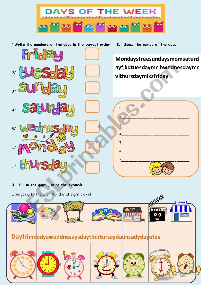 Days of the week worksheet